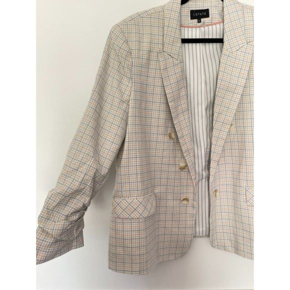 1. STATE Plaid Checkered Blazer Jacket Business Career Neutral Size XL NEW D10 - Picture 10 of 16